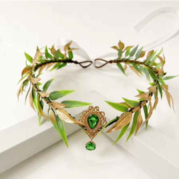 Cosplay Elf Tiara Crown with Ears Woodland Fairy Leaf Headpiece Fantasy Costume - Picture 6 of 10